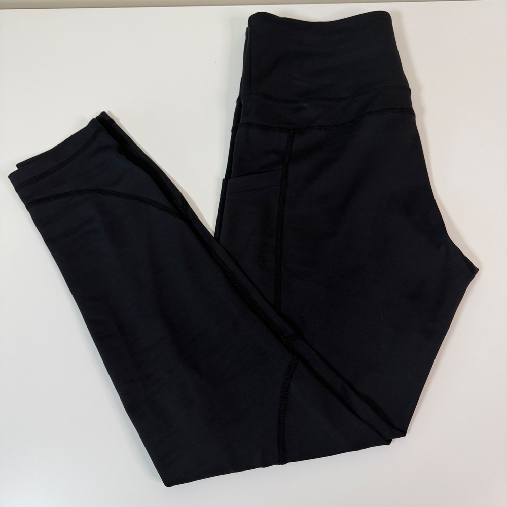 Zyia Active Womens Black High Waisted Pocket Leggings Sz 6/8 Active Compression
